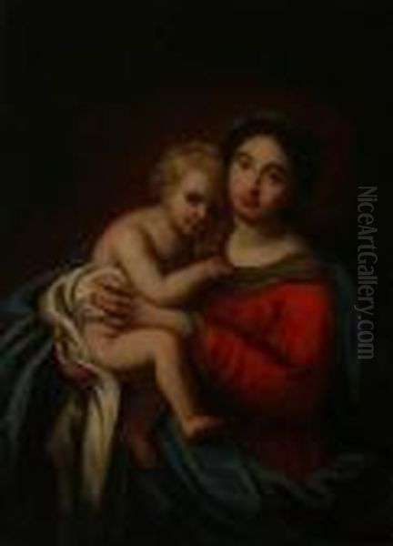 La Vierge A L'enfant Oil Painting by Pierre Le Romain I Mignard