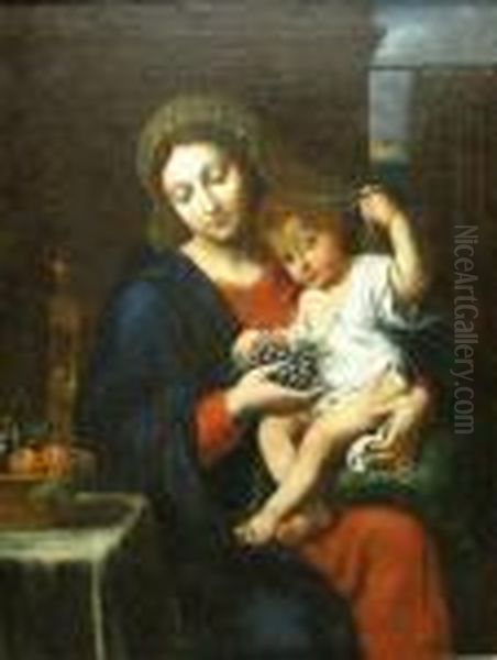 La Vierge A La Grappe Oil Painting by Pierre Le Romain I Mignard