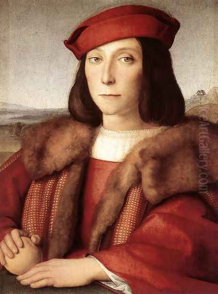 Young Man With An Apple Oil Painting by Raphael