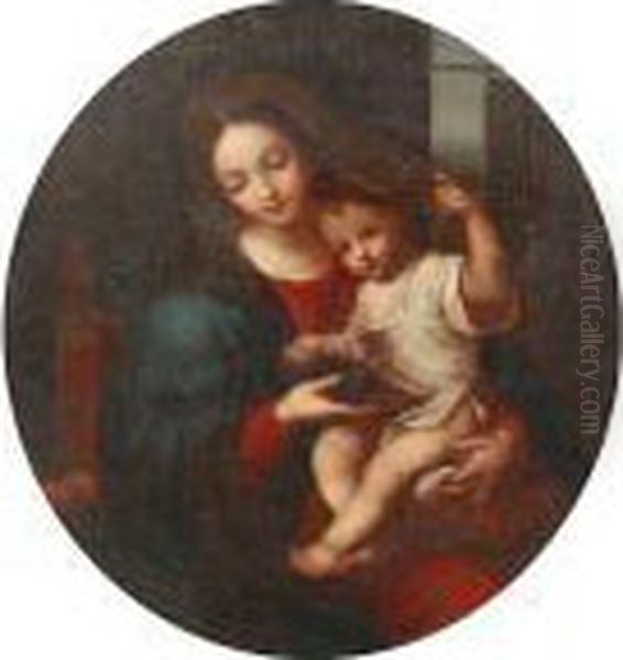 The Virgin Of The Grapes Oil Painting by Pierre Le Romain I Mignard