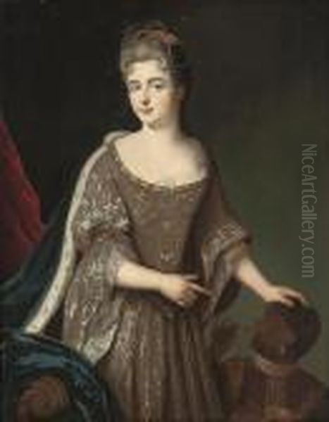 Portrait Of A Lady Traditionally
 Identified As Princessmarie-adelaide Of Savoy (1685-1712) Oil Painting by Pierre Le Romain I Mignard