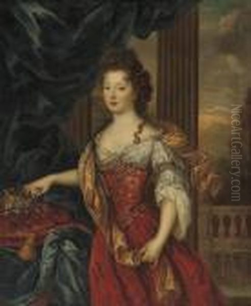 Portrait Of Marie-therese De Bourbon Oil Painting by Pierre Le Romain I Mignard