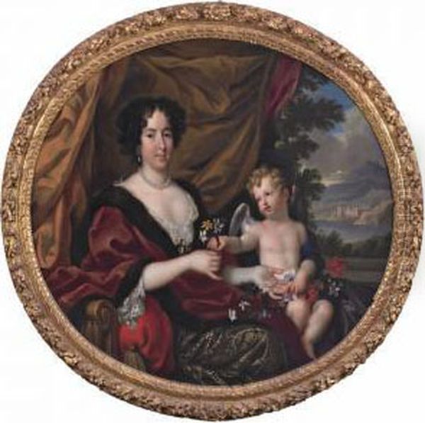 Portait Of Hortense Mancini Oil Painting by Pierre Le Romain I Mignard