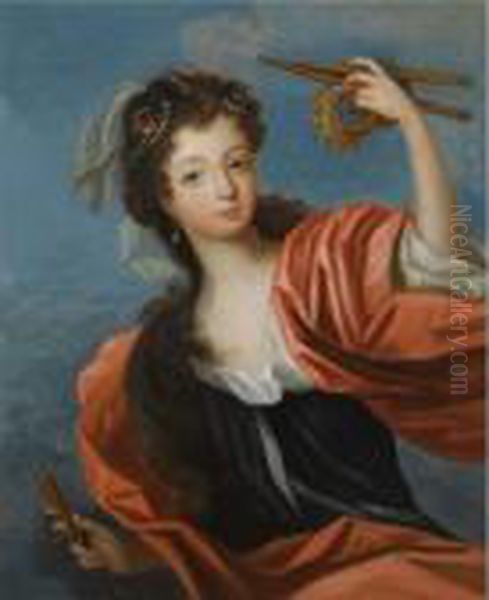 A Muse Oil Painting by Pierre Le Romain I Mignard