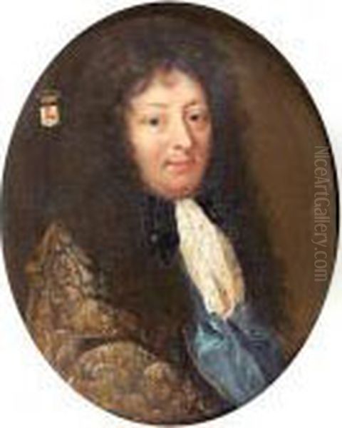 Portrait D'un Gentilhomme Oil Painting by Pierre Le Romain I Mignard