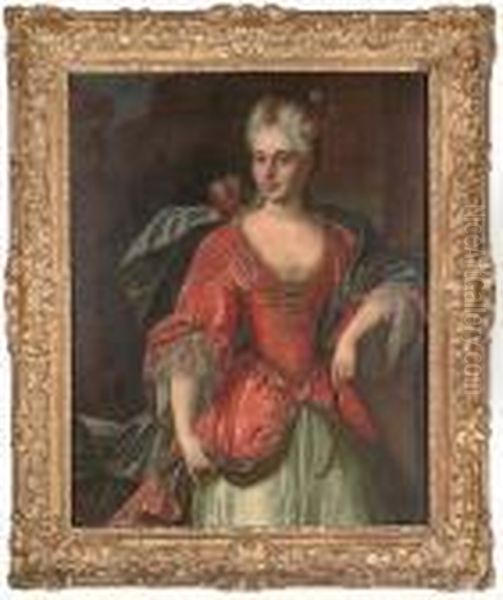 Portrait Of A Lady As Diana, Standing, Three Quarter-length, With A Bow And Quiver Oil Painting by Pierre Le Romain I Mignard