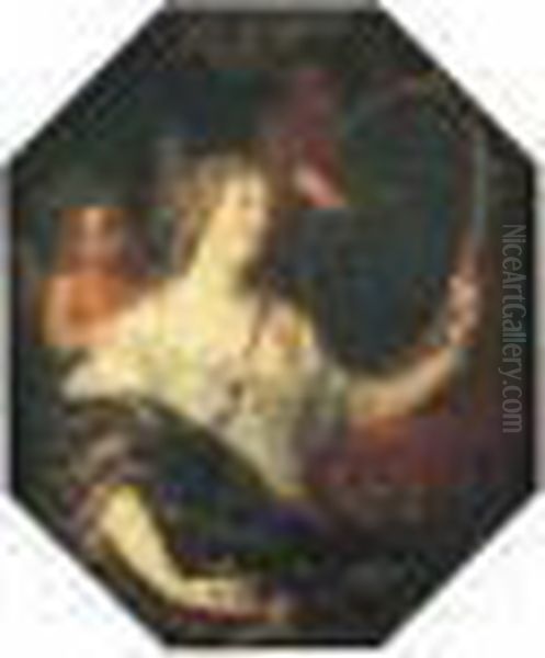 Portrait De La Marquise De Montespan Oil Painting by Pierre Le Romain I Mignard