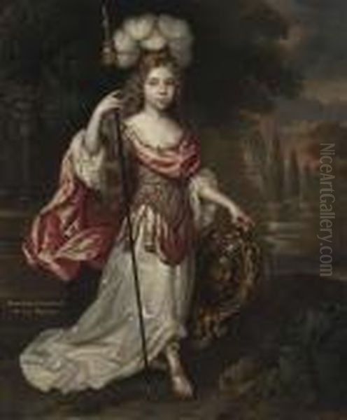 Portrait Of Madame Lagley Oil Painting by Pierre Le Romain I Mignard