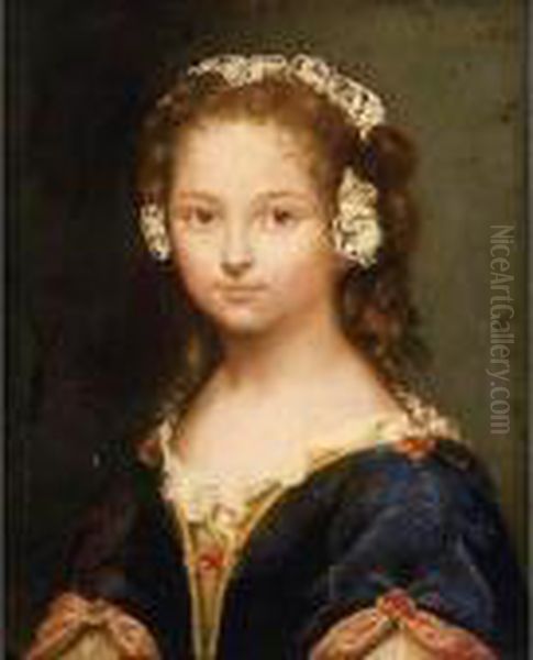 Portrait Of A Girl, Said To Be Jeanne De Fleurieu Oil Painting by Pierre Le Romain I Mignard