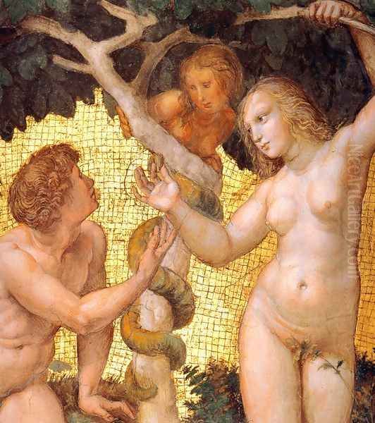 The Stanza della Segnatura Ceiling: Adam and Eve [detail: 1] Oil Painting by Raphael