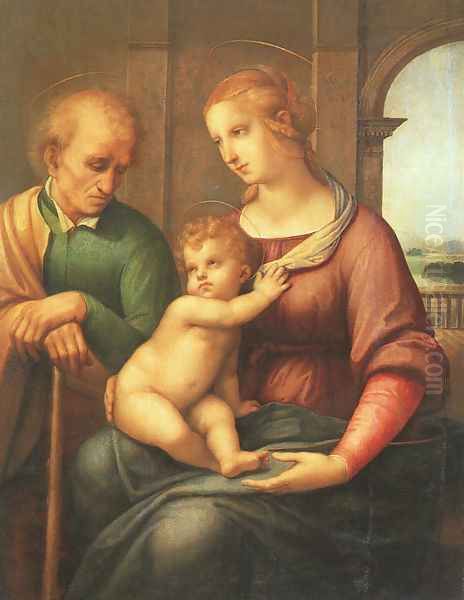 The Holy Family with Beardless St. Joseph 1506 Oil Painting by Raphael