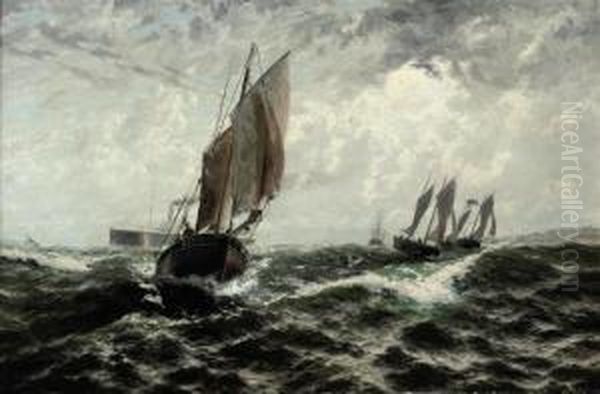 Northward, For The Herring Shoals Oil Painting by Thomas Rose Miles