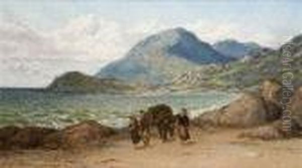 Weed Gatherers, Bertraghboy Bay, Connemara Oil Painting by Thomas Rose Miles