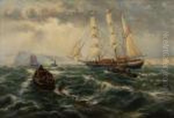 Shipping Of Thecoast At Whitby Oil Painting by Thomas Rose Miles