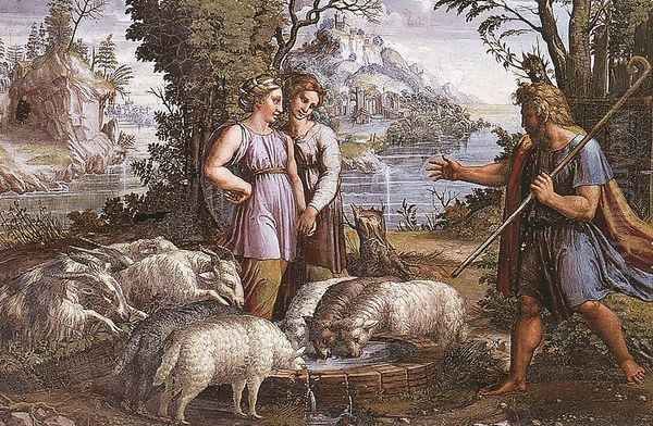 Jacob's Encounter with Rachel Oil Painting by Raphael