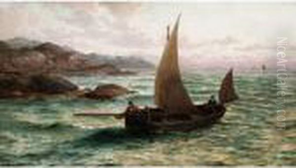 Fishermen Returning, Morning At Stone Head Oil Painting by Thomas Rose Miles