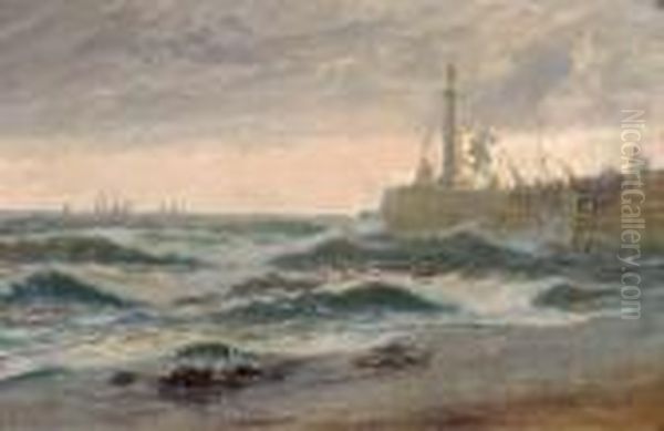 Windy Morning, Whitby Sands Oil Painting by Thomas Rose Miles