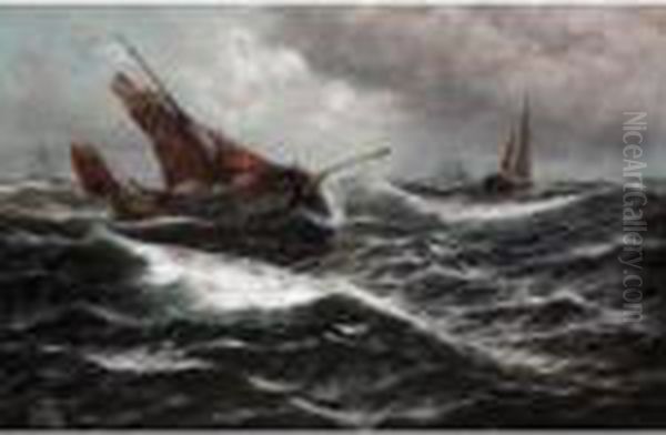 Squally Weather In The Channel Oil Painting by Thomas Rose Miles