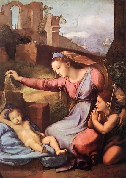 Madonna with the Blue Diadem Oil Painting by Raphael