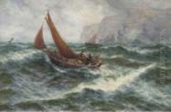 Polack Fishers. Cliffs Of Mohur, County Clare Oil Painting by Thomas Rose Miles