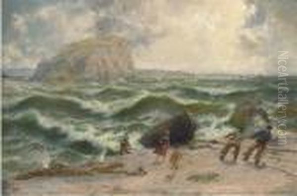 Wind And Sea Rising. Knock-na Carra, Galway Bay Oil Painting by Thomas Rose Miles