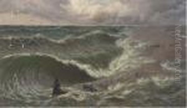 'a Coming Storm', Ebb-tide On The Goodwin Sands Oil Painting by Thomas Rose Miles