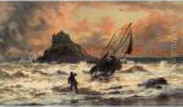 Before The Storm, Mounts Bay, Cornwall Oil Painting by Thomas Rose Miles