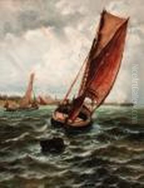 A Lively Breeze Off Sheerness Oil Painting by Thomas Rose Miles