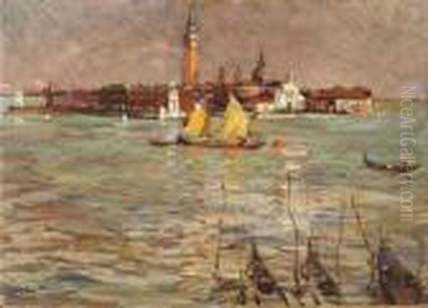 Blick Auf San Giorgio Bei Venedig Oil Painting by Alessandro Milesi