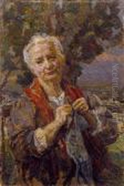 La Nonna Oil Painting by Alessandro Milesi