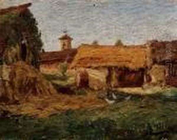 Aia Colonica - 1917 Oil Painting by Alessandro Milesi