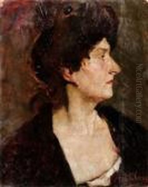 Profilo Di Donna Oil Painting by Alessandro Milesi