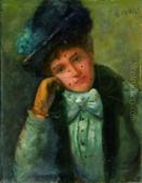 Ragazzacon Cappellino Oil Painting by Alessandro Milesi