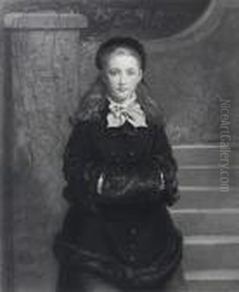 Girl Wearing Coat And Muff Oil Painting by Sir John Everett Millais