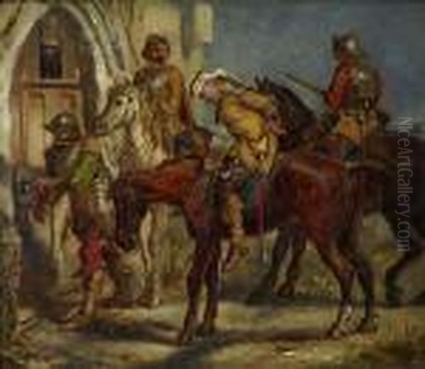 Soldiers On Horseback Oil Painting by Sir John Everett Millais