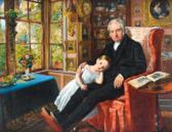 James Wyatt And His Granddaughter Marywyatt Oil Painting by Sir John Everett Millais