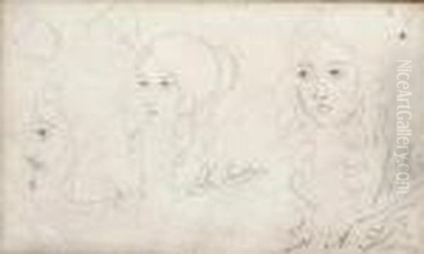 Sketches Of A Girl's Head Oil Painting by Sir John Everett Millais