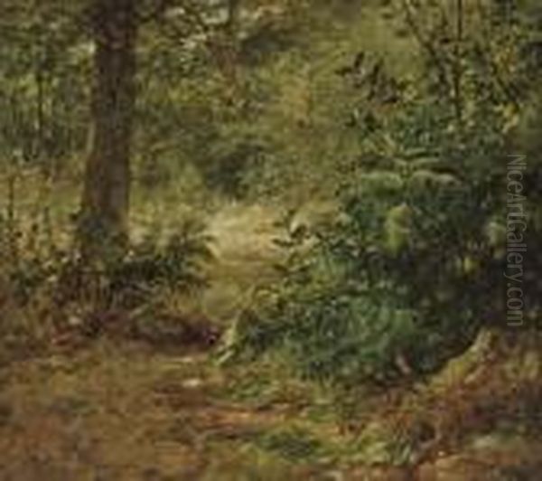 A Robin In A Woodland Landscape Oil Painting by Sir John Everett Millais