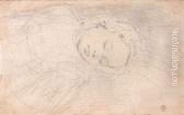 A Sleeping Child Oil Painting by Sir John Everett Millais