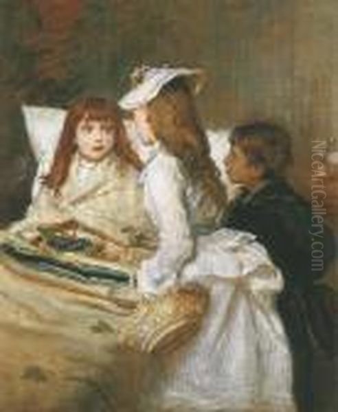 Getting Better Oil Painting by Sir John Everett Millais