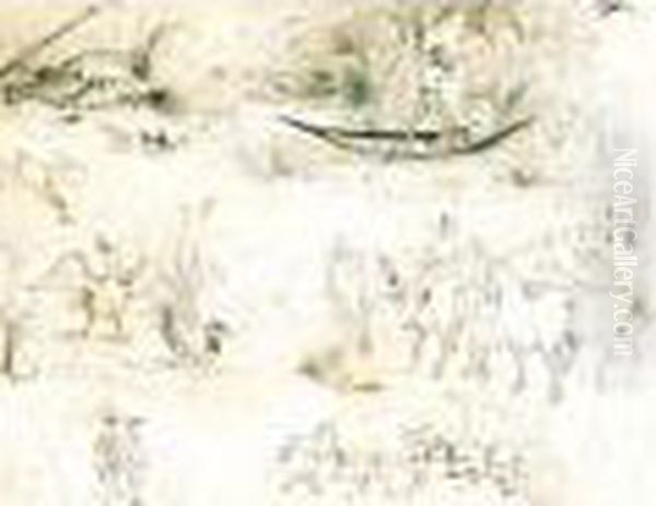 Two Pages Of Sketches Oil Painting by Sir John Everett Millais