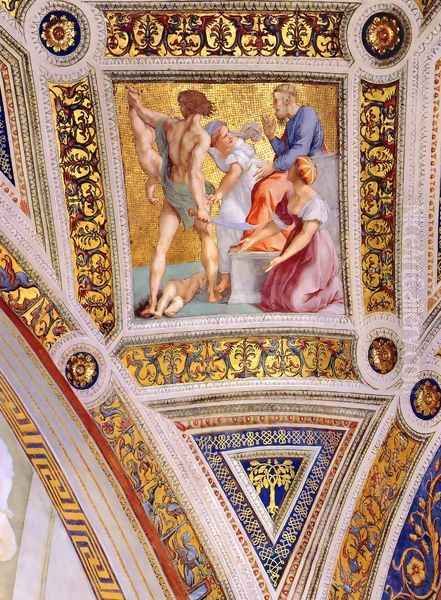 The Stanza della Segnatura Ceiling: The Judgment of Solomon [detail: 2] Oil Painting by Raphael