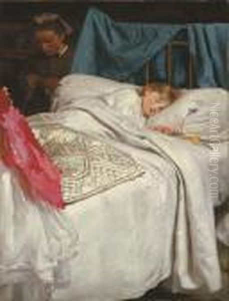 Sleeping Oil Painting by Sir John Everett Millais