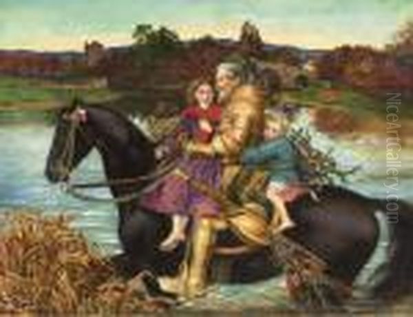 A Dream Of The Past: Sir Isumbras At The Ford Oil Painting by Sir John Everett Millais