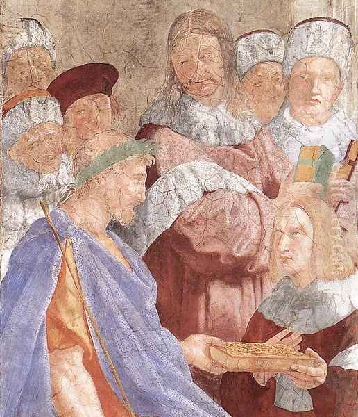 Justinian Presenting the Pandects to Trebonianus [detail: 1] Oil Painting by Raphael