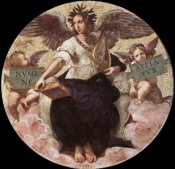 The Stanza della Segnatura Ceiling: Poetry Oil Painting by Raphael