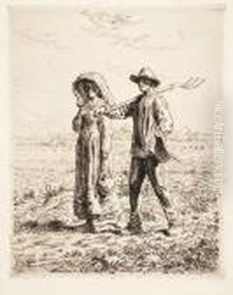 Le Depart Pour Le Travail Oil Painting by Jean-Francois Millet