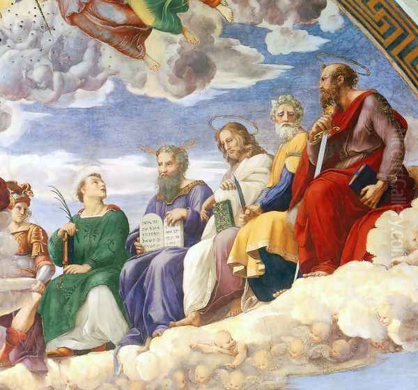 The Stanza della Segnatura Ceiling [detail: 3] Oil Painting by Raphael