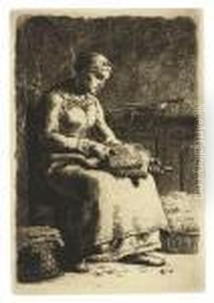 La Cardeuse Oil Painting by Jean-Francois Millet