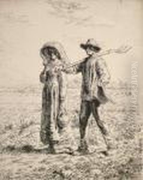 Depart Pour Le Travail Oil Painting by Jean-Francois Millet